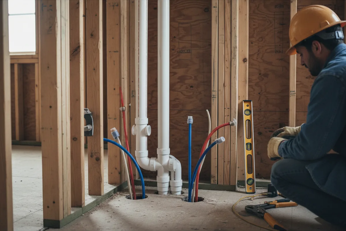 Drain and supply rough-in during Toilet Repair and Installation in Lowell